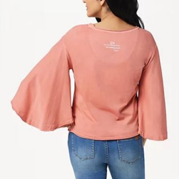 Peace Love World Wide-Sleeve Scoop-Neck Tee Shirt - Picture 2 of 3